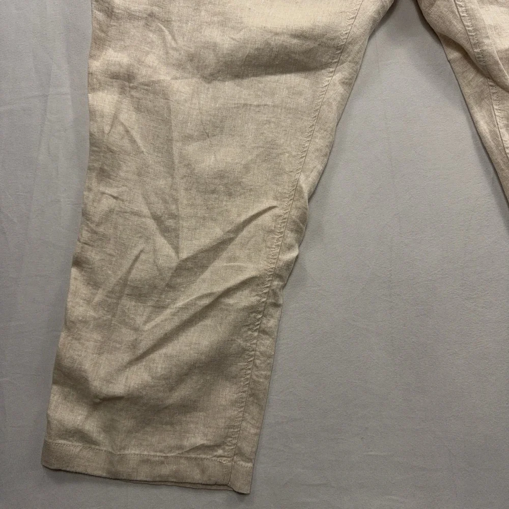 Caribbean Cargo Pants 100% Linen Elastic Waist Natural Mens 50x30 NWT